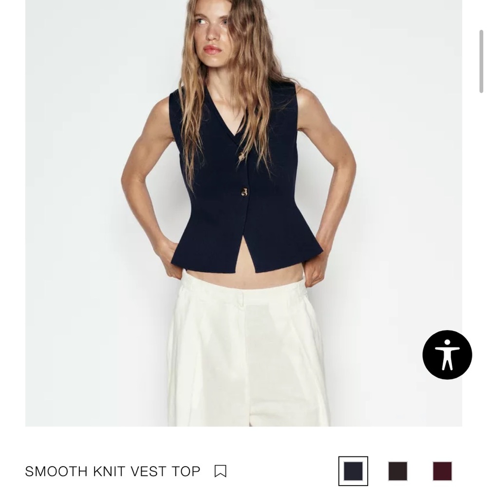 Zara White Button-Up Vest